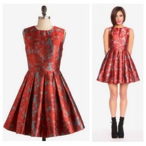 BB Dakota Fit and Flare Brocade Dress